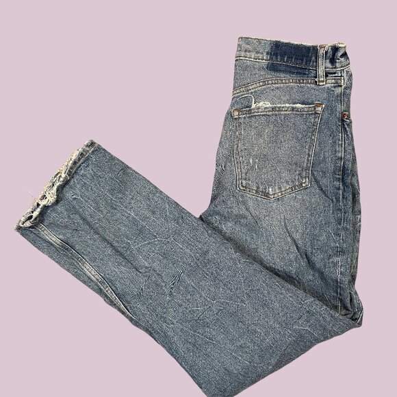 Abercrombie & Fitch 90s Straight Ultra High Rise Denim Jeans Distressed 30 / 10 - Picture 1 of 5